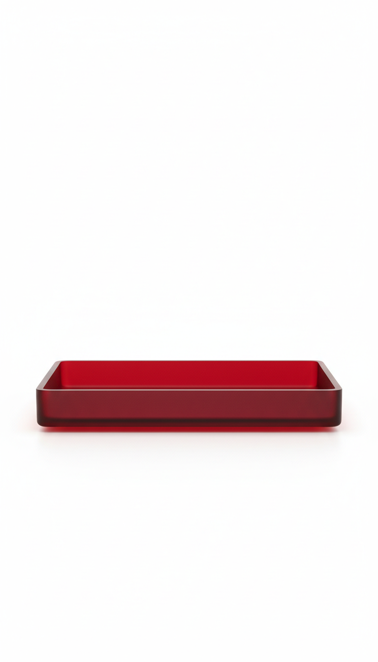 Matte Glass Desk Tray in Cardinal Red