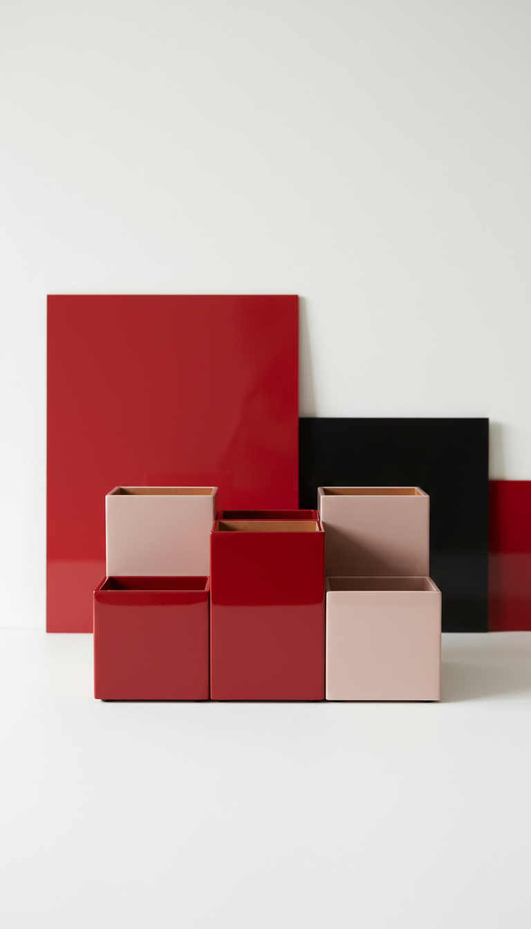 Chic high-gloss lacquered desk organizer